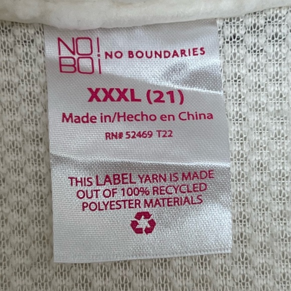 No Boundaries Women’s Sherpa Fleece Jacket XXXL (21) White - Picture 2 of 5